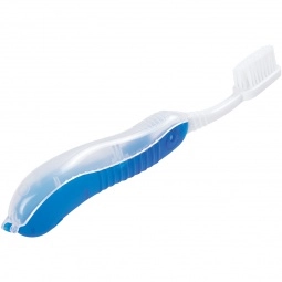 Open - Travel Size Promotional Toothbrush in Folding Case