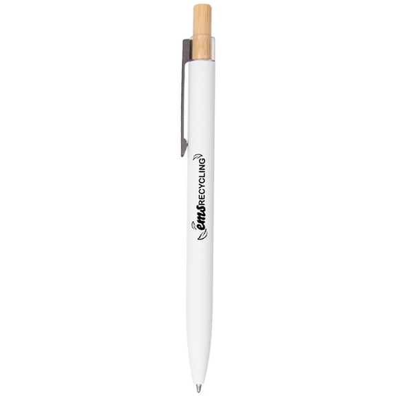 White - Recycled Aluminum and Bamboo Promotional Pen