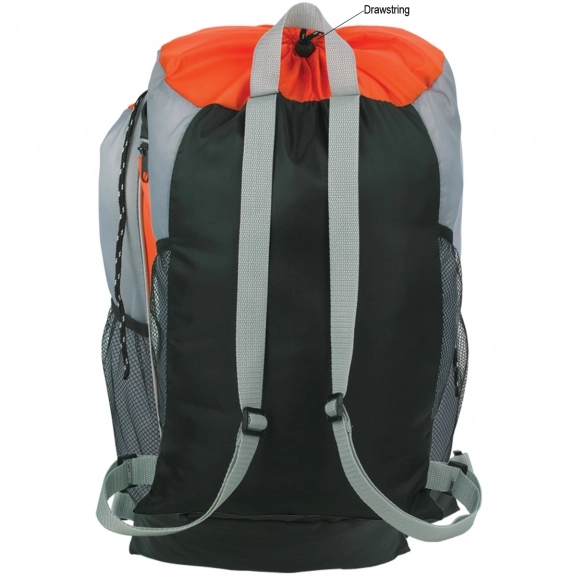 Back - Tri-Color Promotional Drawstring Backpacks