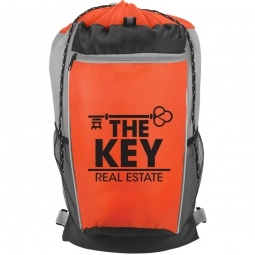 Orange Tri-Color Promotional Drawstring Backpacks