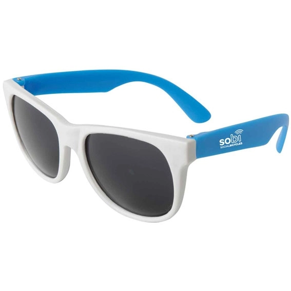 blue Neon White Frame Promotional Sunglasses