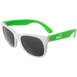 green Neon White Frame Promotional Sunglasses