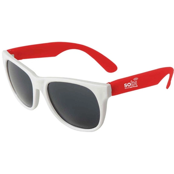 red Neon White Frame Promotional Sunglasses