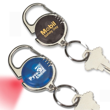 Promotional Handsome chrome key tag with red light.