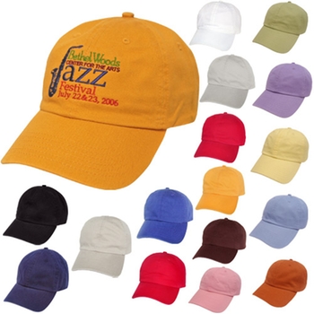 Promotional Bestselling relaxed cap in upscale laundered chino twill. 6-panel classic with 6 sewn eyelets. Available in 17 colors.