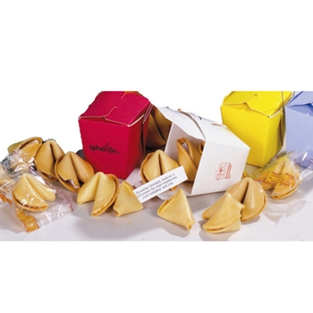 Promotional Delicious fortune cookies with your custom message inside.