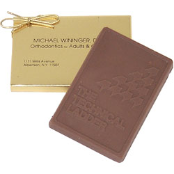 Promotional A smooth, creamy chocolate bar in a gift box imprinted with your logo.
