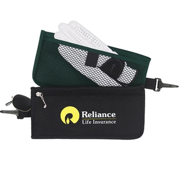 Promotional Store a golf glove, scorecard, cell phone or car keys in this unique giveaway promotional golf caddy pouch.