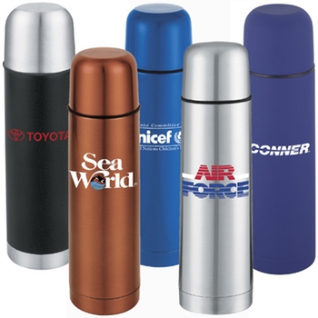 Promotional Leak proof half-liter vacuum tight bottle with case.