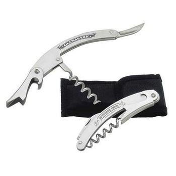 Promotional Fully stainless steel bar tool Includes bottle opener, corkscrew and curved cutting blade.