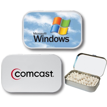 Promotional Altoids ® style tin filled with powerful super mints at a super low price.