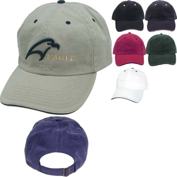 Promotional Washed chino twill unstructured promotional cap with sandwich visor.