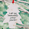 Promotional White Floral Seeded Recycled Linen Ornament with Custom Message with Logo