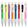 Promotional Color Dome Clip Pen with Rubber Grip and Barrel Imprint with Logo