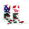 Promotional Red, White & Blue Candy Coated Chocolate Sunflower Seeds in Mini Dispenser - 0.3 oz. with Logo