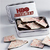 Promotional Deluxe Peppermint Bark in a Small Tin - 6.5 oz. with Logo