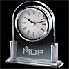 Promotional Arch Crystal and Chrome Desk Clock with Logo
