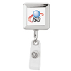 Promotional Color Dome Retractable Chrome Badge Holder - Square with Logo