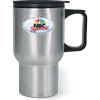 Promotional Color Dome Stainless Steel Travel Mug - Steel Outer Wall with Black Plastic Liner - 16 oz. with Logo