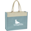 Promotional Eco Jute Tote w/ Front Pocket - 17" x 14" x 5.5" with Logo