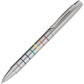 Silver Twist Ballpoint Pen w/ Rainbow Barrel