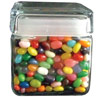 Promotional Square Glass Jar w/ Jelly Beans - Large with Logo