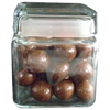 Promotional Square Glass Jar w/ Chocolate Covered Espresso Beans - Small with Logo