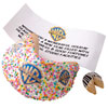 Promotional Gigantic White Chocolate Sprinkled Fortune Cookie With Full Color Edible Graphic & Custom Fortune with Logo