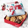 Promotional Cookie Gift Tin with 12 Cookies by Mrs. Fields ® - Season&prime;s Greetings Snowman with Logo
