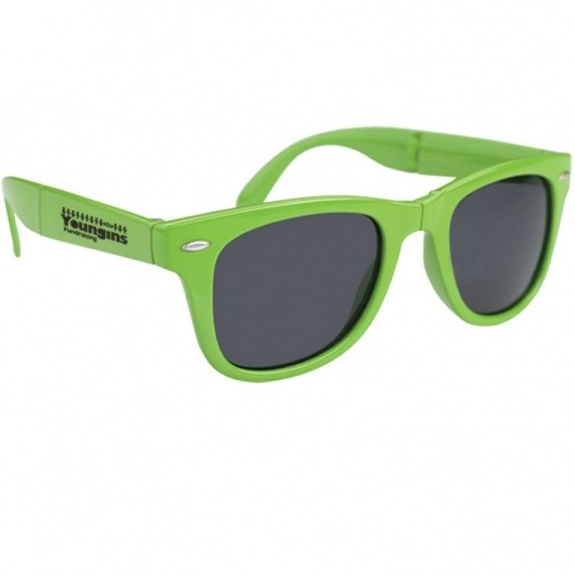 Lime Green Folding Promotional Sunglasses
