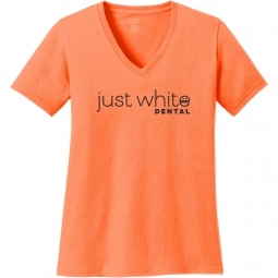 Neon Orange Port & Company V-Neck Custom T-Shirts