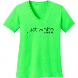 Neon Green Port & Company V-Neck Custom T-Shirts