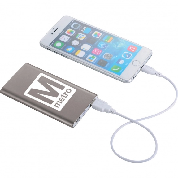 Gray Aluminum Power Bank Cell Phone Custom Charger