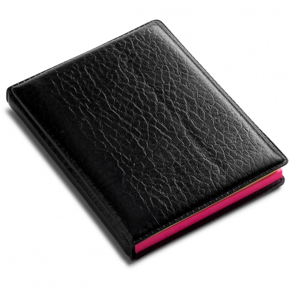 Black Leatherette Dual Custom Sticky Notes & Flags Notebook