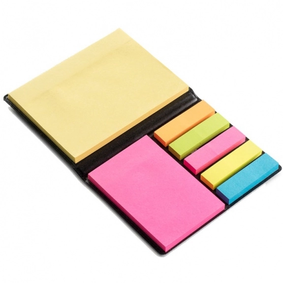 Leatherette Dual Custom Sticky Notes & Flags Notebook - Open