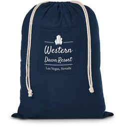 Navy Blue - Cotton Drawstring Promotional Laundry Bag