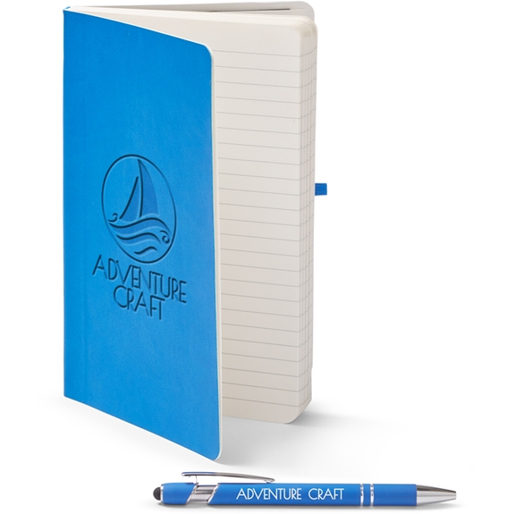 Electric Blue - Core365 Soft Cover Custom Journal & Pen Set