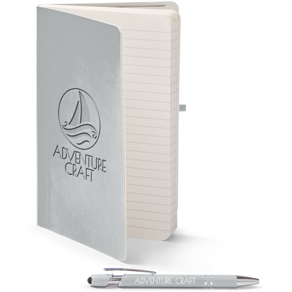 Platinum - Core365 Soft Cover Custom Journal & Pen Set