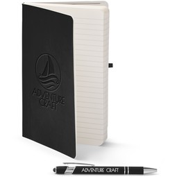 Black - Core365 Soft Cover Custom Journal & Pen Set