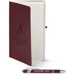 Burgundy - Core365 Soft Cover Custom Journal & Pen Set