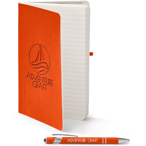Campus Orange - Core365 Soft Cover Custom Journal & Pen Set