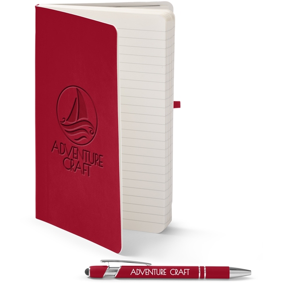 Classic Red - Core365 Soft Cover Custom Journal & Pen Set