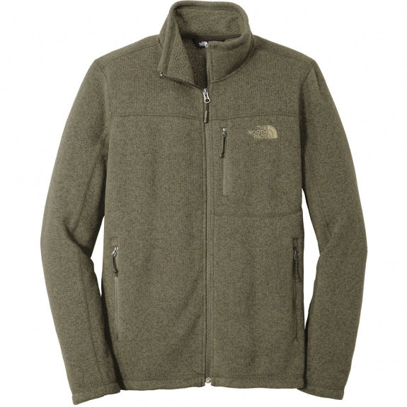 New Taupe Green Heather The North Face Sweater Custom Fleece Jacket - Men's
