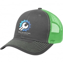 Grey / Lime Two-Tone Structured Custom Cap w/ Mesh Back
