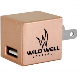 Light Gold - UL Listed Square USB Wall Custom Charger - Metallic