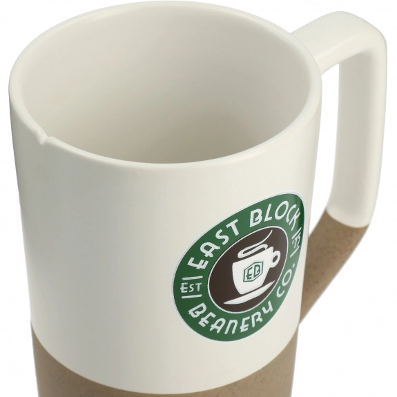 Ceramic Custom Coffee Mug w/ Wood Lid - 16 oz.