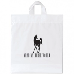 White Soft Loop Handle Promotional Plastic Bags - 16"w x 18"h x 6"d