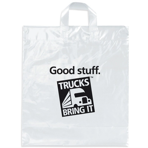 Clear Soft Loop Handle Promotional Plastic Bags - 16"w x 18"h x 6"d