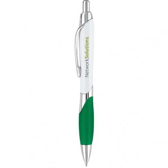 White/Green Colorblock Click Promotional Ballpoint Pen