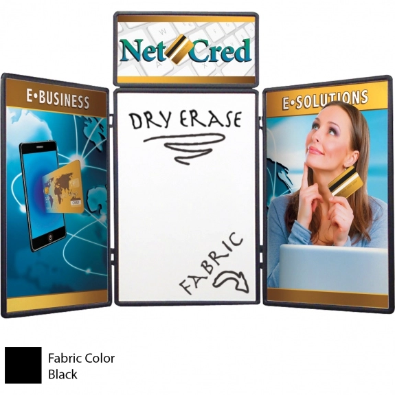 Black Full Color Tri-Panel Custom Display with Dry Erase Panel - 6'